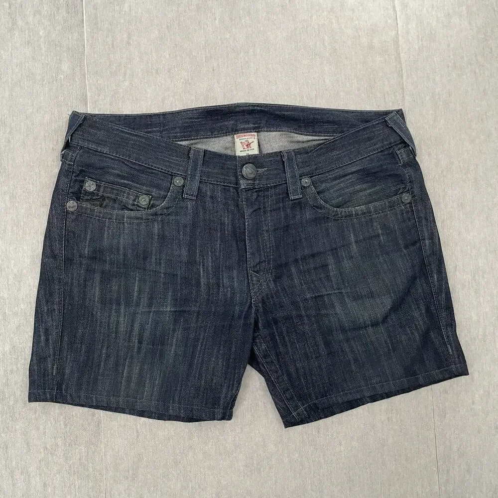 True Religion Shorts Adult 38 Blue Jean Bobby Denim Made In USA Mens